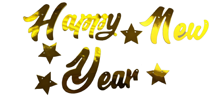 קישוט אותיות Happy New Year זהב