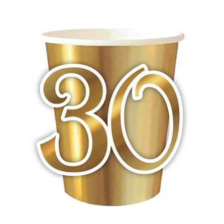 6 כוסות מספר צורני | יום הולדת 30